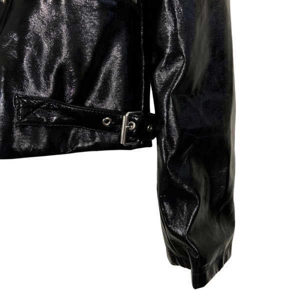 NWT ASOS Shiny Vinyl Black Moto Jacket - Picture 3 of 7
